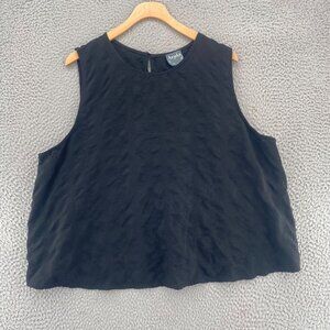 Arula Top Womens B US 16 18 Plus Black Sleeveless Tonal Plaid Stretch Everyday